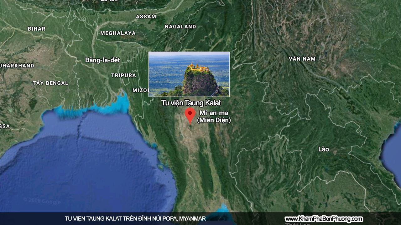 Tu viện Taung Kalat trên đỉnh núi Popa, Myanmar | Khám Phá Bốn Phương